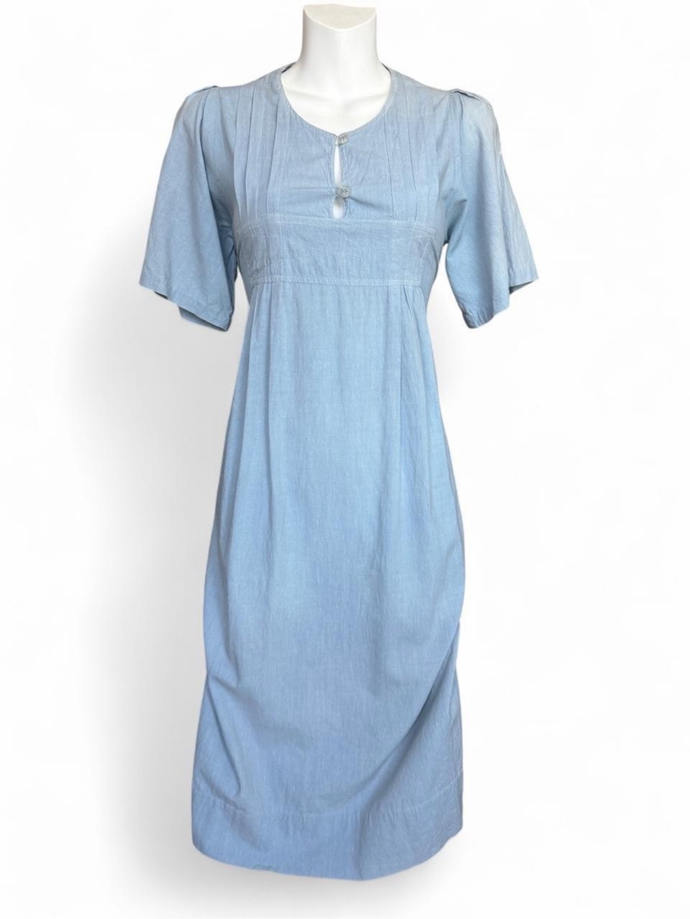 Light Blue Midi Dress with Short Flutter Sleeves
